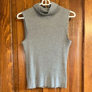 Gray Sleeveless Turtleneck Sweater